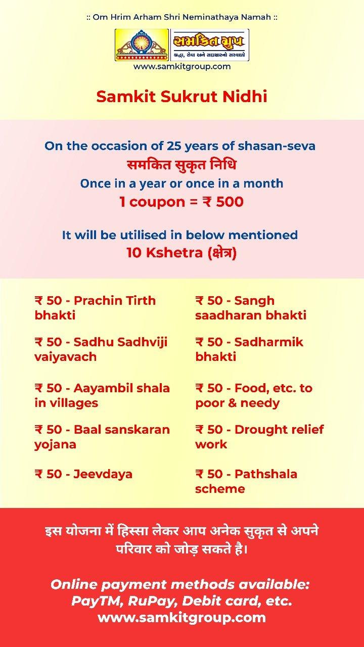 Samkit Sukrut Nidhi - Donation